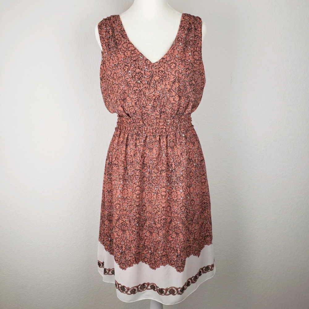 Max Studio sleeveless floral chiffon sun dress